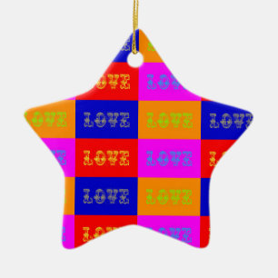 Ornement Étoile En Céramique Pop Art Love