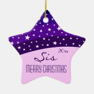 Ornement Étoile En Céramique Pour ma soeur Whimsical Plum Sky Star Noël