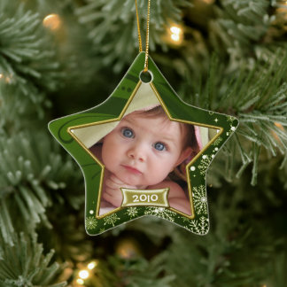 Ornement Étoile En Céramique Premier cadre photo de Noël pour bébé