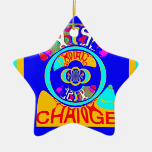 Ornement Étoile En Céramique Psychedelic Groove : Pop Art Énergie Abstraite