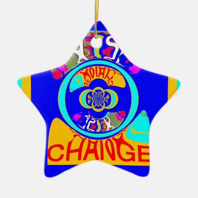 Ornement Étoile En Céramique Psychedelic Groove : Pop Art Énergie Abstraite (Devant)