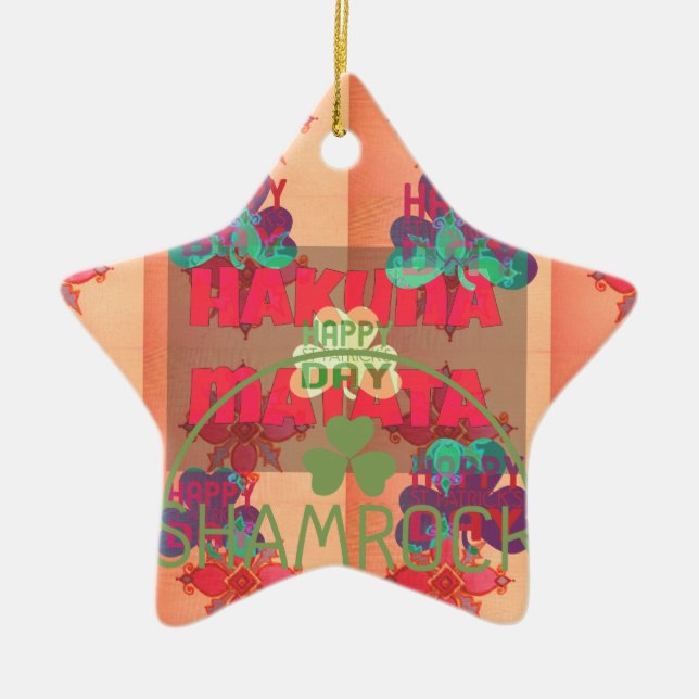 Ornement Étoile En Céramique Restez béni Bonne Saint Patrick Jour Hakuna Mata