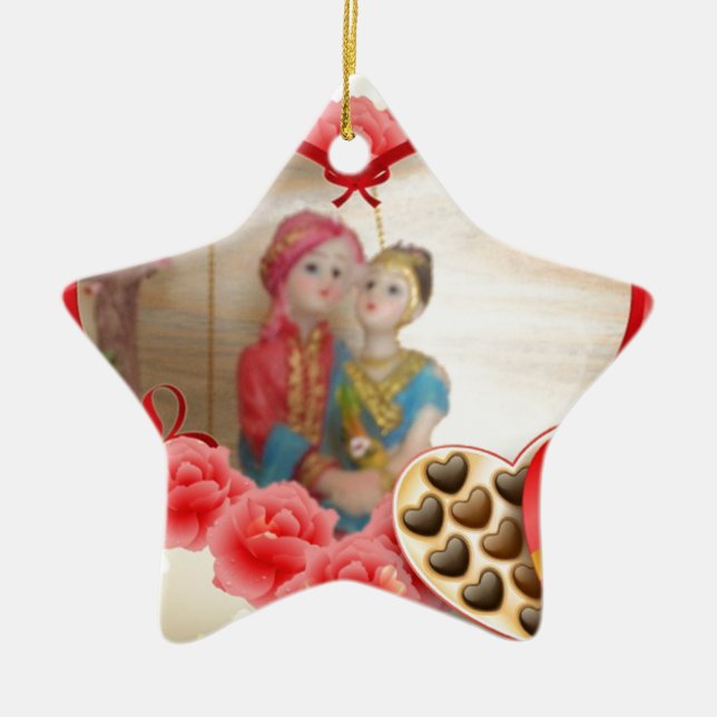Ornement Étoile En Céramique Romantique Amour Coeur Art Imprimer (Devant)