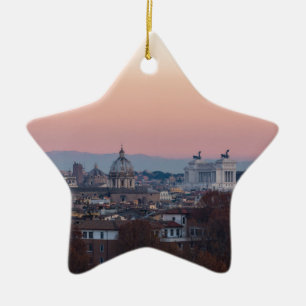 Ornement Étoile En Céramique Rome vue panoramique de Gianicolo au coucher du so