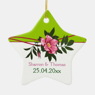 Ornement Étoile En Céramique Rose rose sauvage mariage vert menthe
