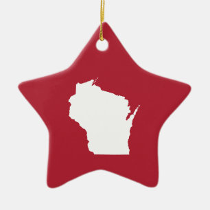 Ornement Étoile En Céramique Rouge et Blanc Wisconsin