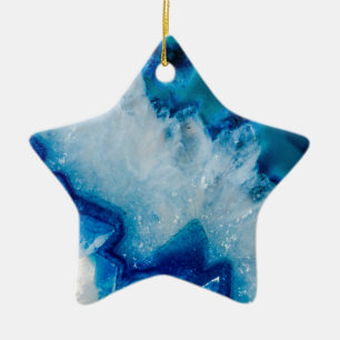 Ornement Étoile En Céramique Royal agate de bleu