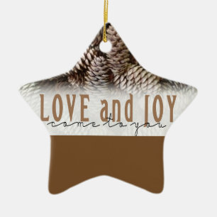 Ornement Étoile En Céramique Rustic Holiday Love and Joy Pine Cone