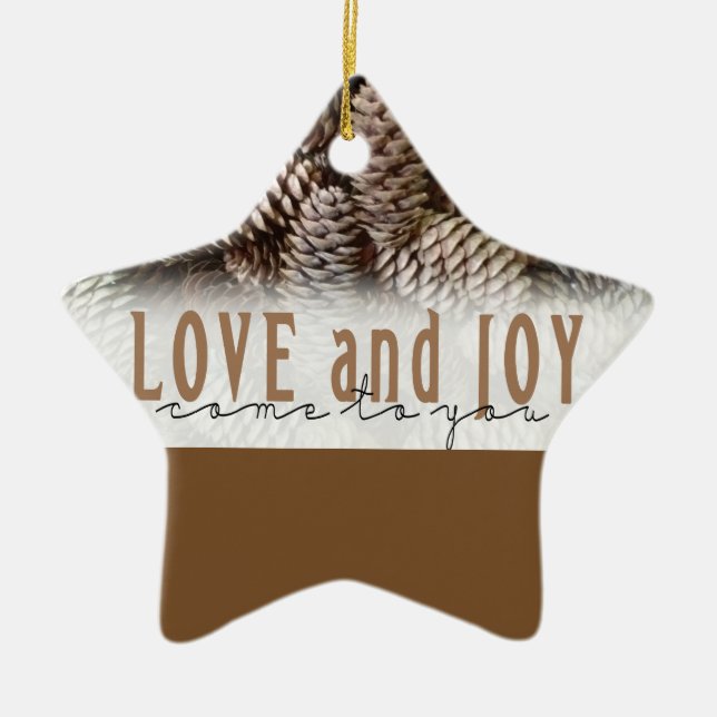 Ornement Étoile En Céramique Rustic Holiday Love and Joy Pine Cone (Devant)