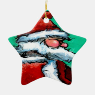 Ornement Étoile En Céramique Santa Claus