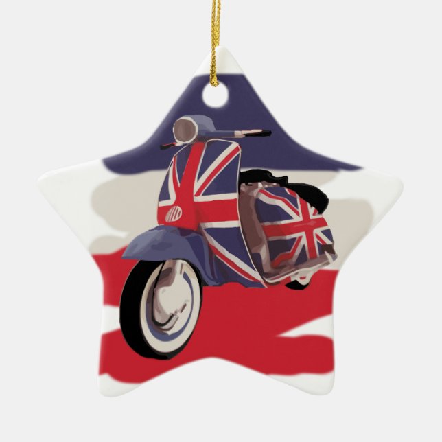 Ornement Étoile En Céramique Scooter de Britannique d'Union Jack (Devant)