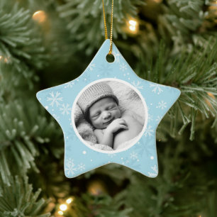 Ornement Étoile En Céramique Snowflakes Motif Photo Noël