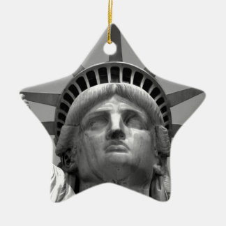 Ornement Étoile En Céramique Statue noire et blanche de Liberty New York