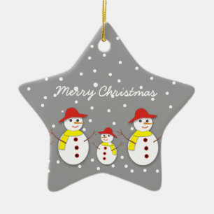 Ornement Étoile En Céramique Trois mignons bonhommes de neige coutume décoratio