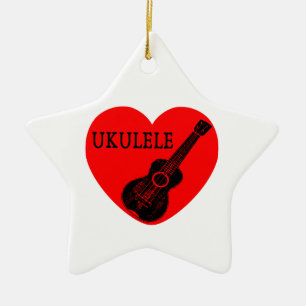 Ornement Étoile En Céramique Ukulele Love