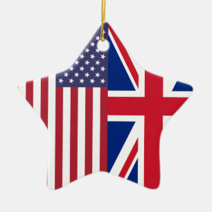 Ornement Étoile En Céramique Union Jack et drapeaux des Etats-Unis d'Amérique