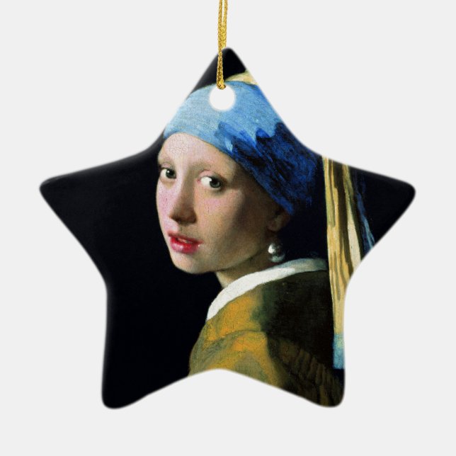 Ornement Étoile En Céramique Vermeer - fille avec une boucle d'oreille de perle (Devant)