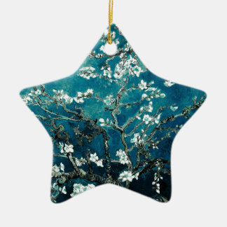 Ornement Étoile En Céramique Vincent Van Gogh Almond Blossoms Dark Turquoise