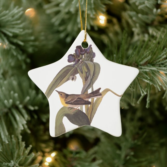 Ornement Étoile En Céramique Vireo d'Audubon Vigor avec Fleur violette (Arbre)