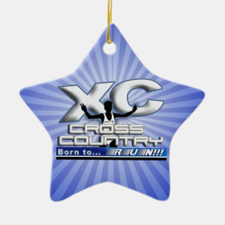 ORNEMENT ÉTOILE EN CÉRAMIQUE XC NÉ POUR COURIR LE LOGO DE PAYS CROISÉ