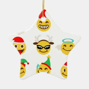 Ornement Étoile En Céramique xmas émoji joyeux