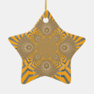 Ornement Étoile En Céramique Zephyr doré : Elégance en Jaune doré & Chrome