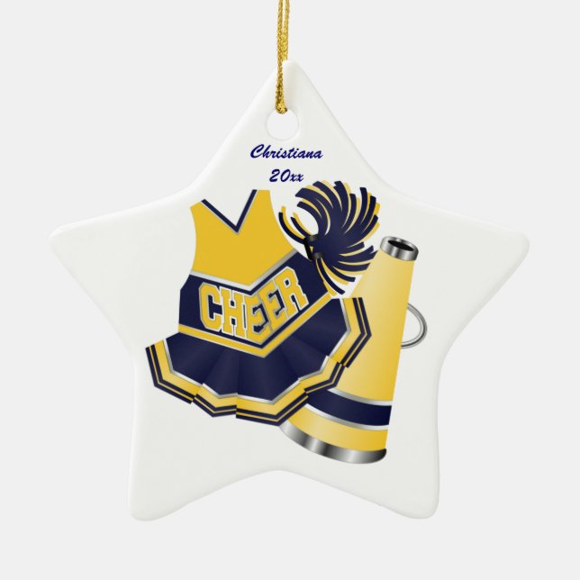 Ornement fait sur commande Cheerleading bleu et (Devant)