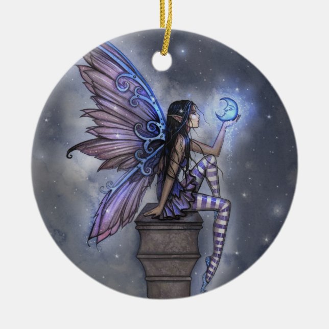 Ornement Fantastique de Fée de Lune Bleue (Devant)