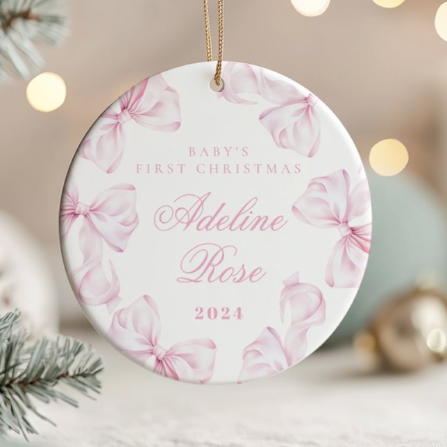 Ornement Fille Bébé Coquette Ruban Rose (Créateur téléchargé)