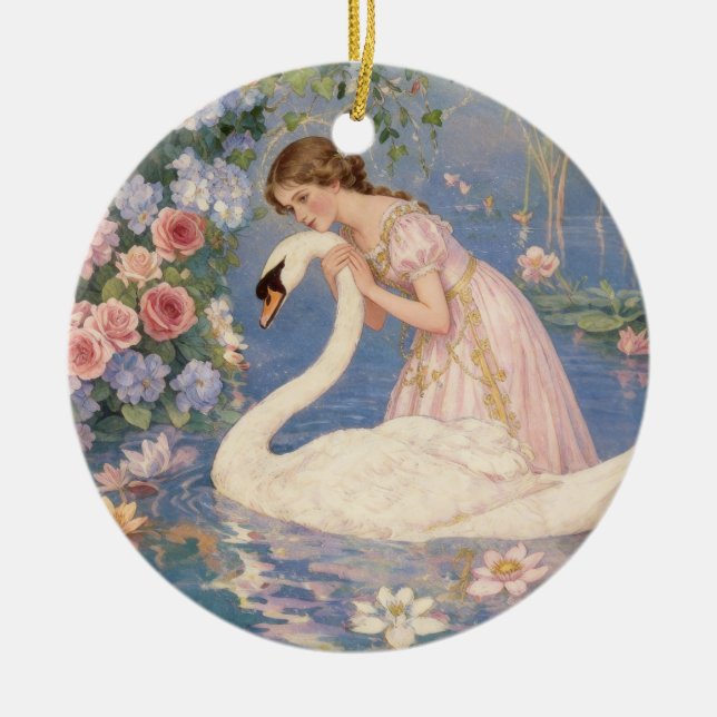 Ornement Fille et Lac des Cygnes (Devant)