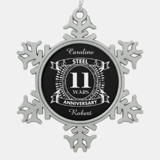 Ornement Flocon De Neige 11E anniversaire du mariage acier