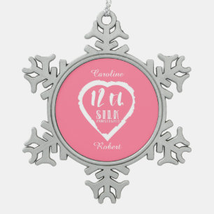 Ornement Flocon De Neige 12e anniversaire mariage soie traditionnelle