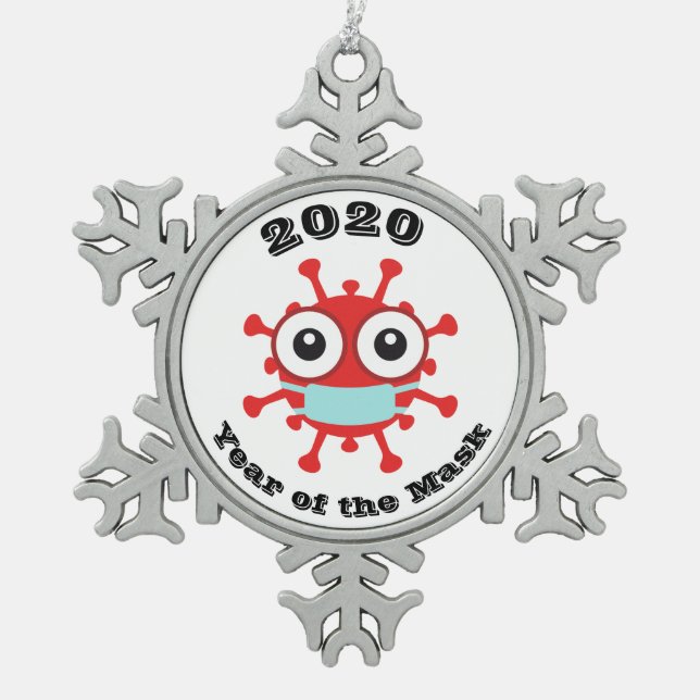 Ornement Flocon De Neige 2020 Année du Masque (Devant)