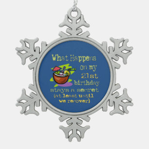 Ornement Flocon De Neige 21e anniversaire des cadeaux de fête