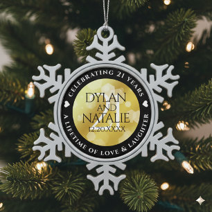 Ornement Flocon De Neige 21ème anniversaire de Mariage en laiton