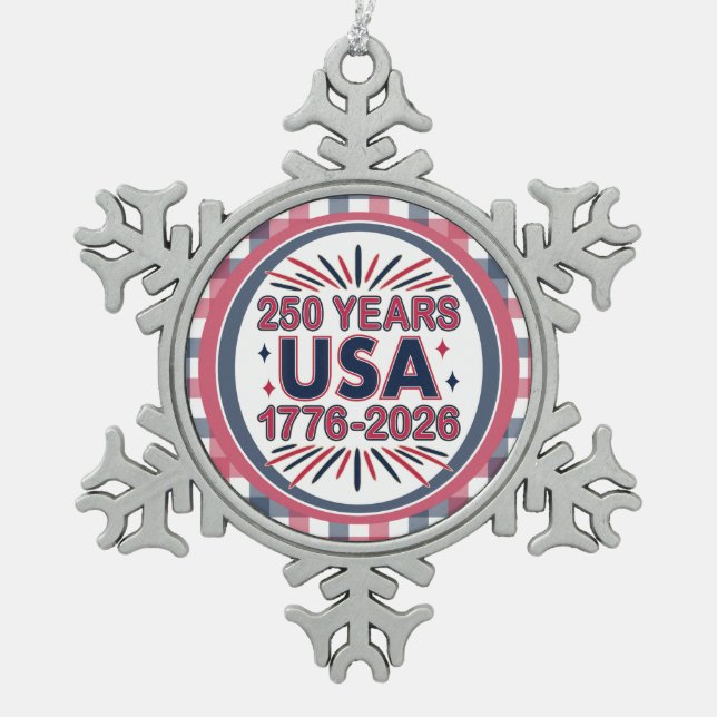 Ornement Flocon De Neige 250 ans USA | Semiquinentenaire 1776-2026 (Devant)