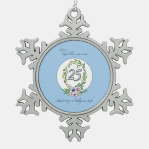 Ornement Flocon De Neige 25e anniversaire de la couronne catholique des nat