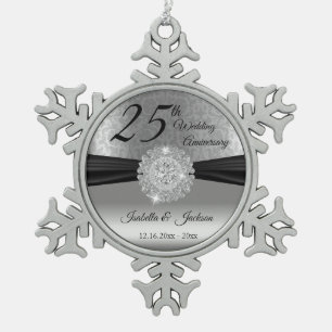 Ornement Flocon De Neige 25e anniversaire de la Mariage d'argent