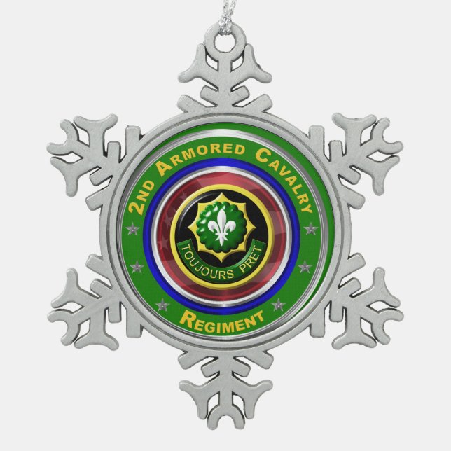 Ornement Flocon De Neige 2e Noël de la cavalerie blindée (Devant)