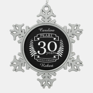 Ornement Flocon De Neige 30e anniversaire du mariage Pearl 30 ans