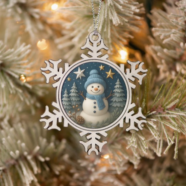 Ornement Flocon De Neige 3d Snowman Christmas Gift Ornament (Arbre)