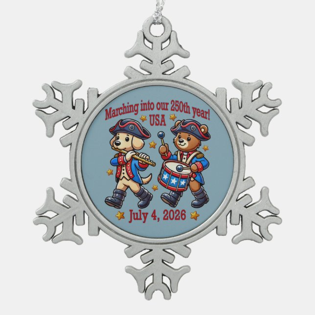 Ornement Flocon De Neige 4 juillet USA 250e anniversaire Semiquincentenaire (Devant)