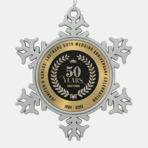 Ornement Flocon De Neige 50e anniversaire du mariage Sparkling Laurel Wreat
