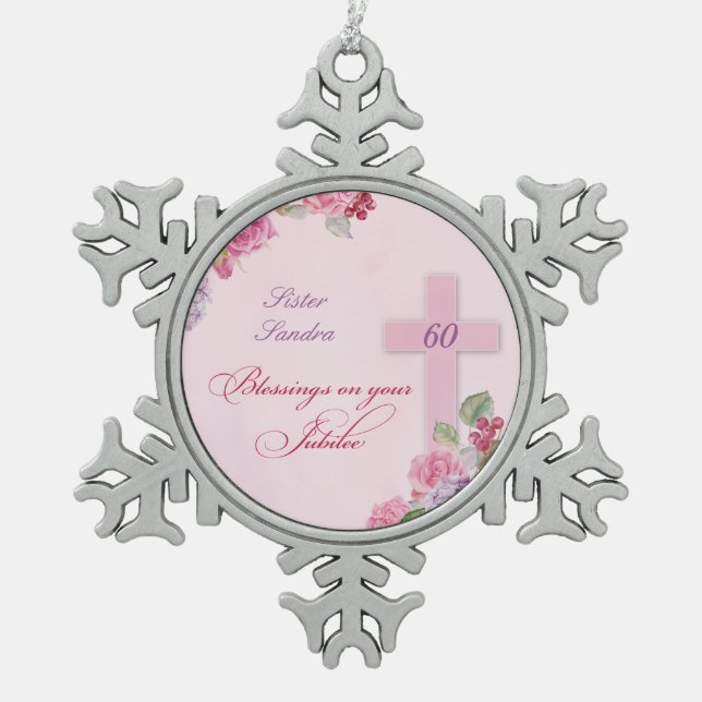 Ornement Flocon De Neige 60e anniversaire de la vie religieuse Nonne cathol (Devant)