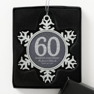 Ornement Flocon De Neige 60e anniversaire du Mariage Diamond