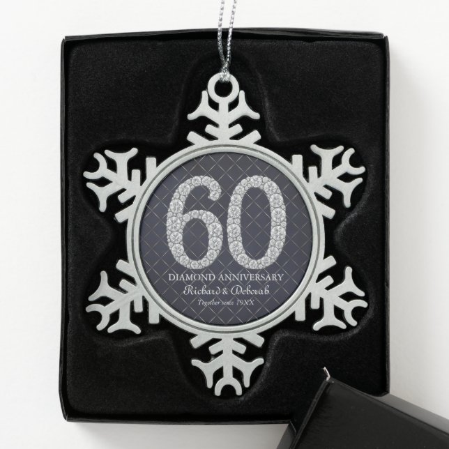 Ornement Flocon De Neige 60e anniversaire du Mariage Diamond (Boîte)