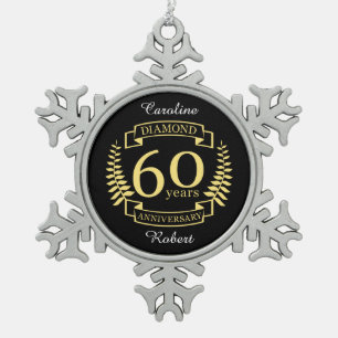 Ornement Flocon De Neige 60e ANNIVERSAIRE Mariage en diamant jaune