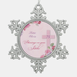 Ornement Flocon De Neige 75e anniversaire de la vie religieuse Nonne cathol