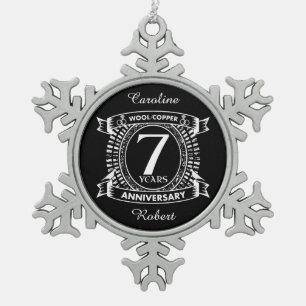 Ornement Flocon De Neige 7E anniversaire mariage laine cuivre