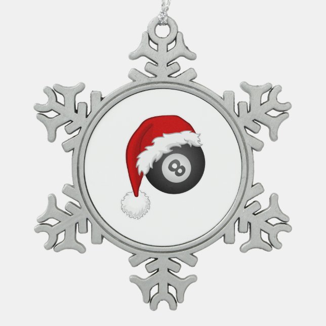 Ornement Flocon De Neige 8 Ball Santa hat Funny noël billard snooker (Devant)
